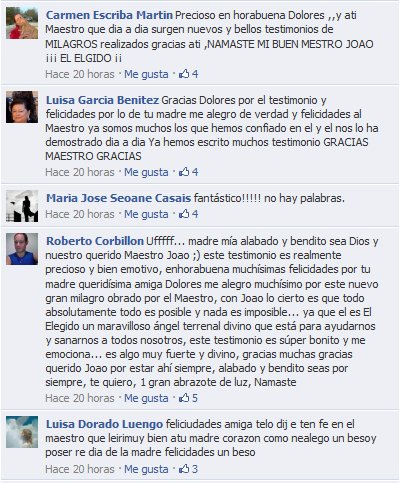 Maestro Joao milagros Hermosos comentarios a los Testimonios de Dolores