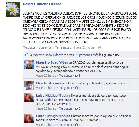 Maestro Joao milagros Testimonio Dolores Jiménez Rando