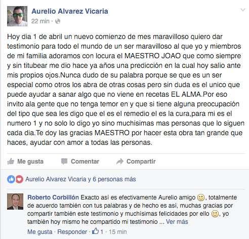 Testimonio realizado al Maestro Joao